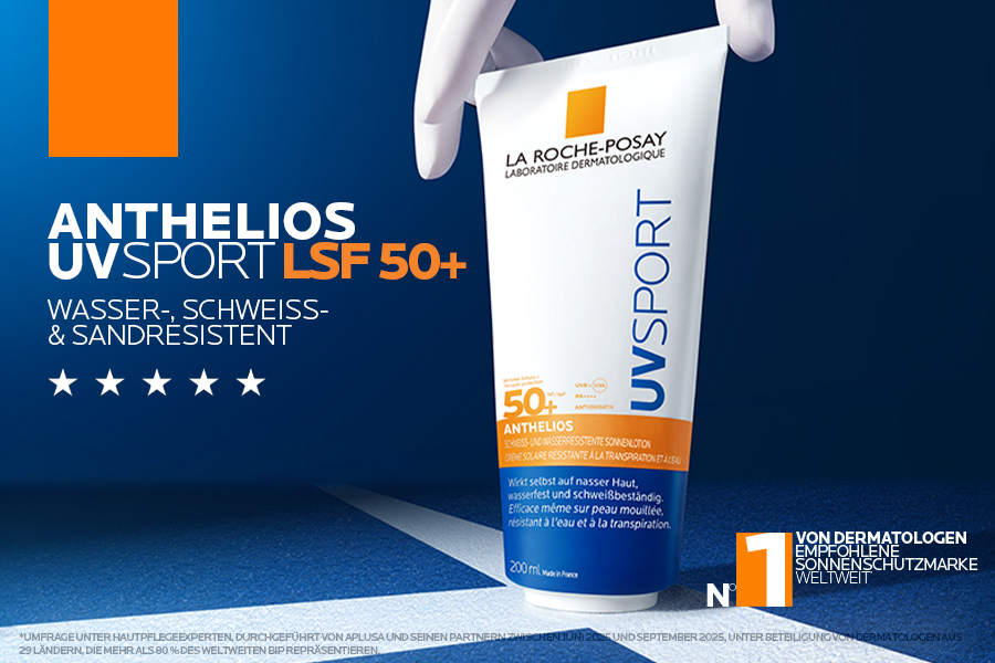 La Roche Posay Anthelios UV Sport Gel LSF 50+ Tube. Nr. 1 von Dermatologen empfohlene Marke. Wasser-, schweißresistent.